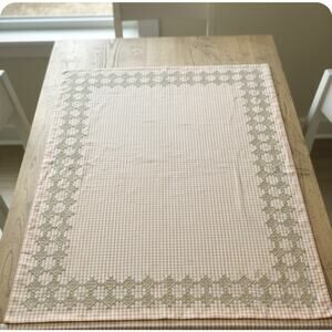 Handmade Cross Stitch Orange Check Green Decor Dining Small Tablecloth 50"x40.5"